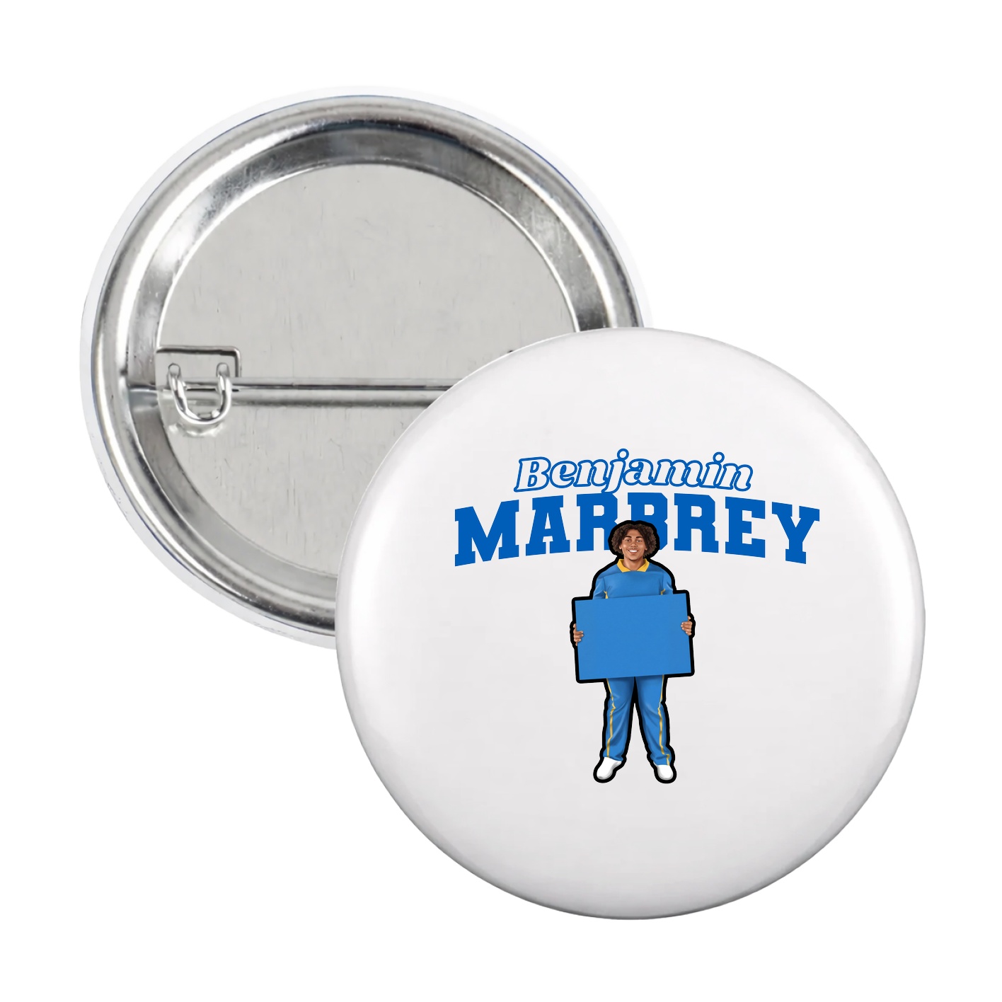 Game Day Button — Name Arch in White