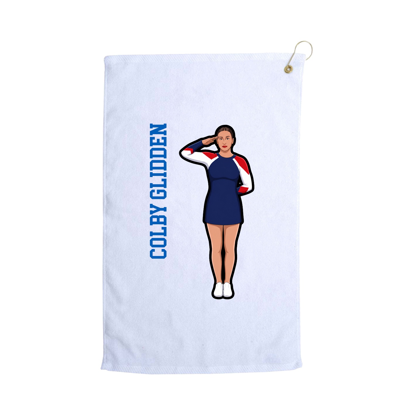 Golf Towel — Name Vertical in White