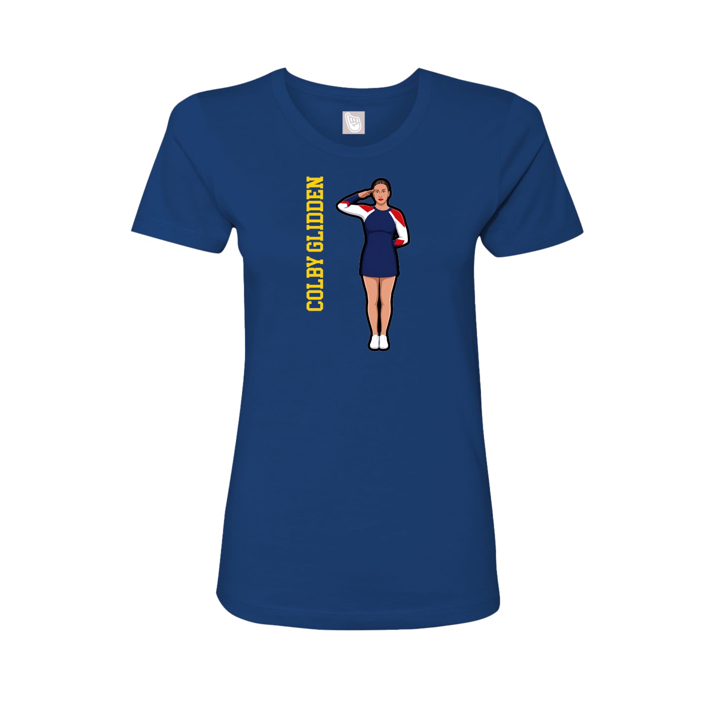 Fitted Women's Tee — Name Vertical in Royal
