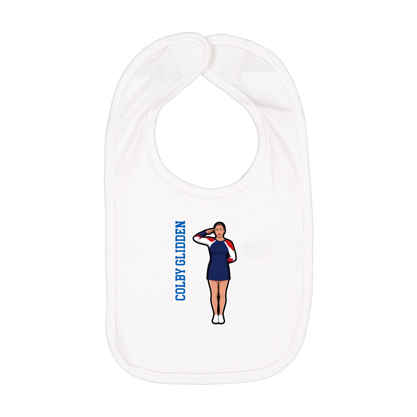 Infant Bib — Name Vertical in White