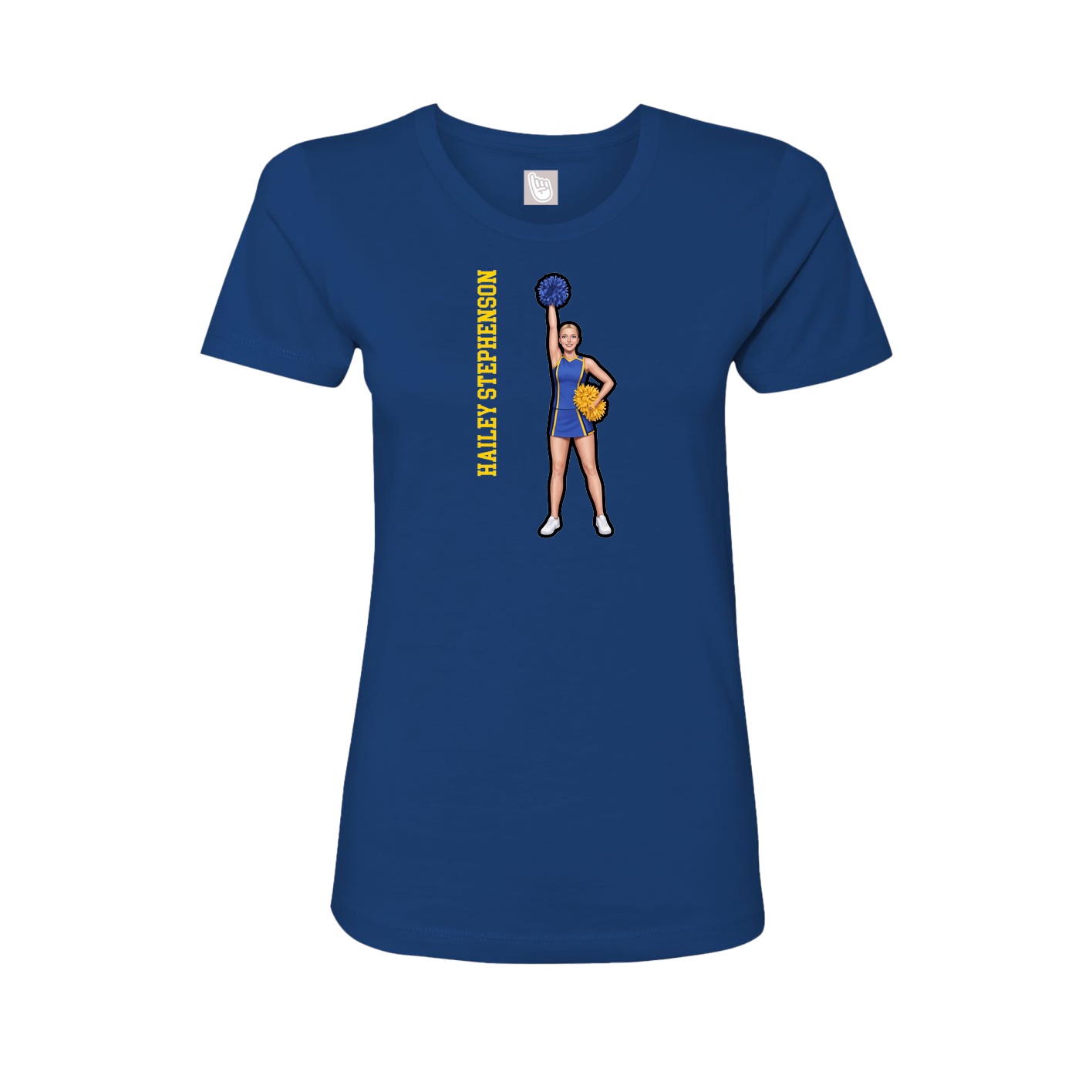 Fitted Women's Tee — Name Vertical in Royal