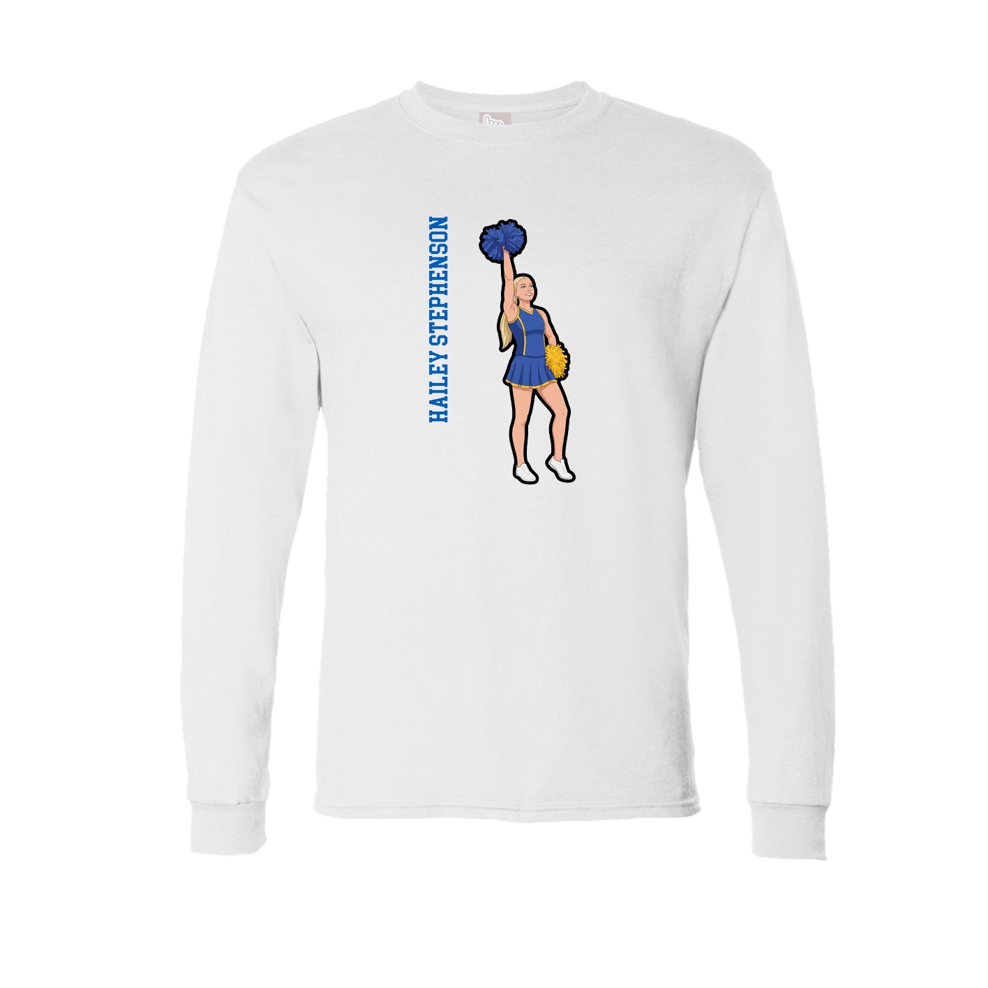 Long Sleeve Tee — Name Vertical in White