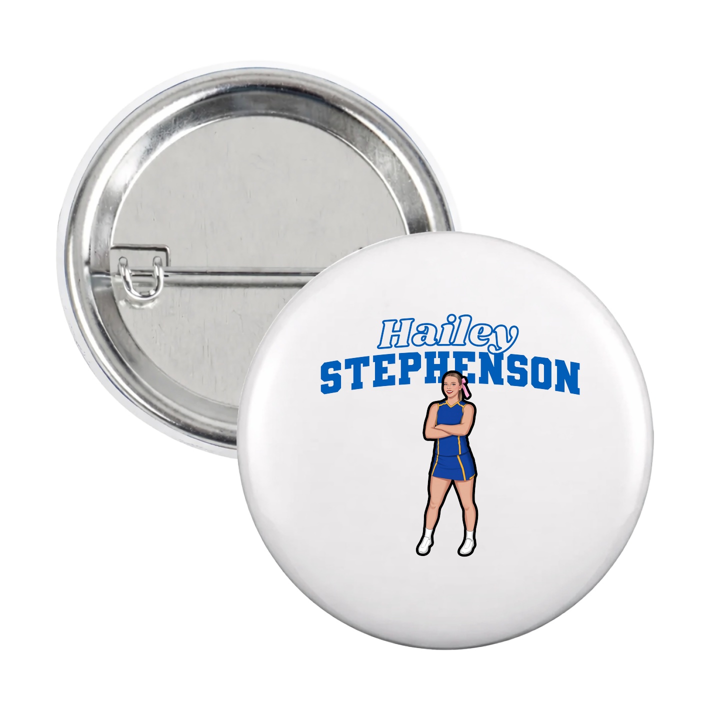 Game Day Button — Name Arch in White