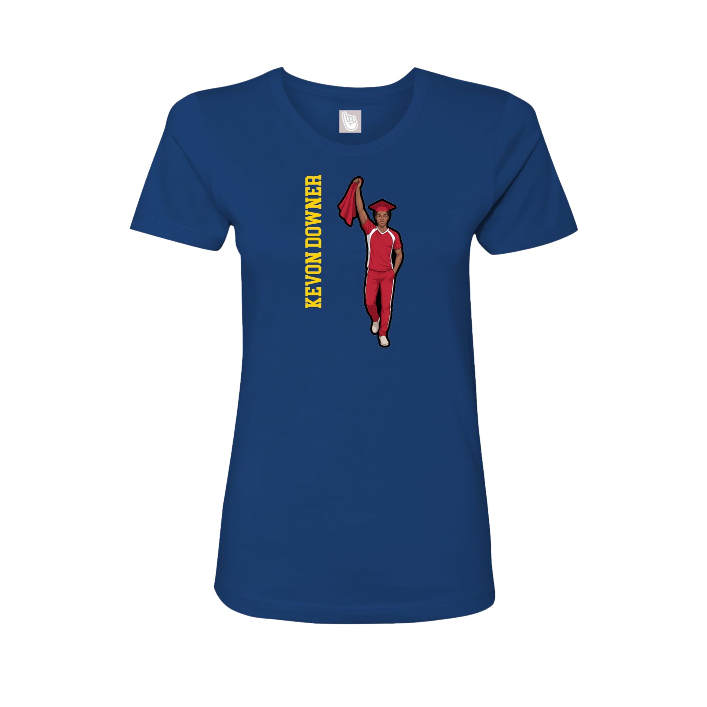 Fitted Women's Tee — Name Vertical in Royal