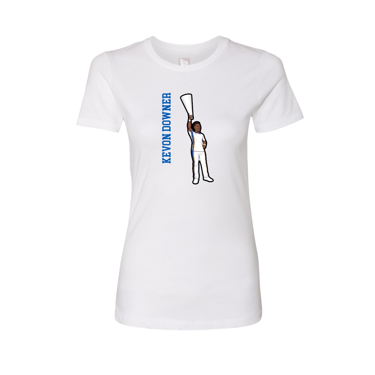 Fitted Women's Tee — Name Vertical in White