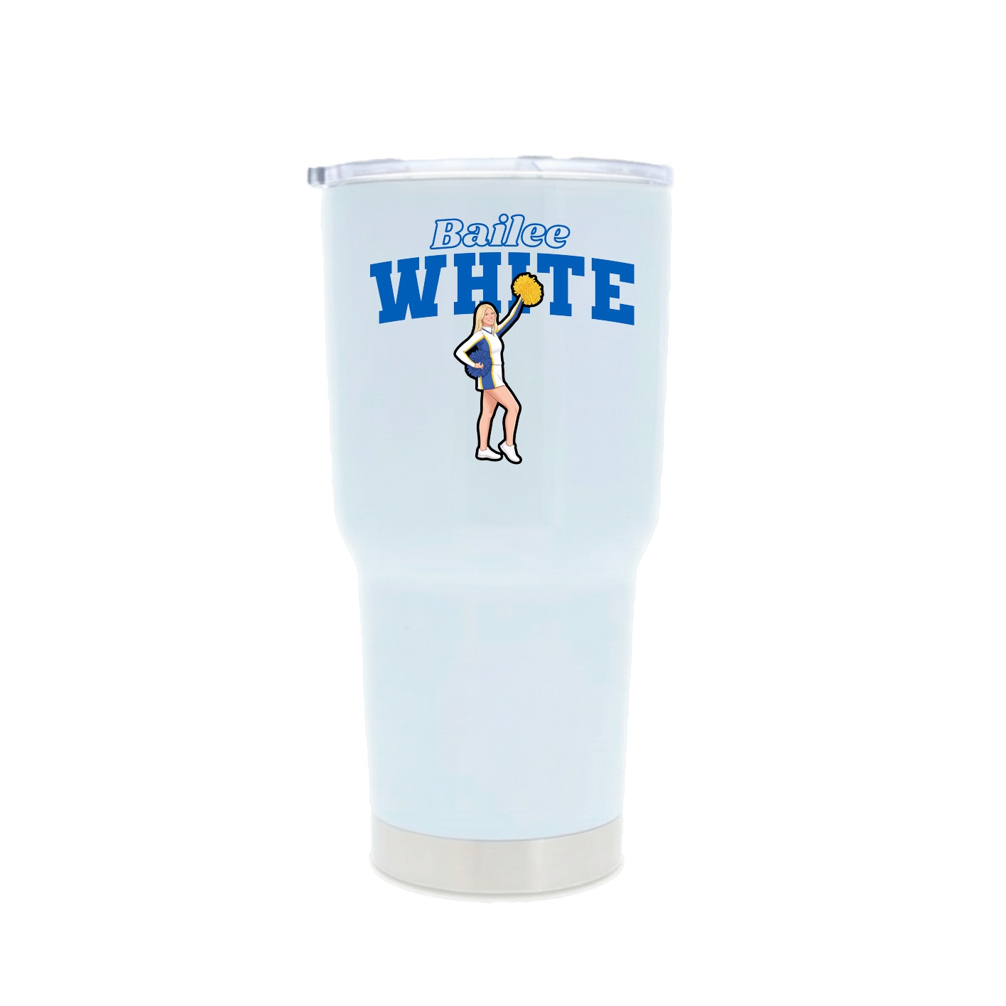 30oz Stainless Steel Tumbler — Name Arch in White