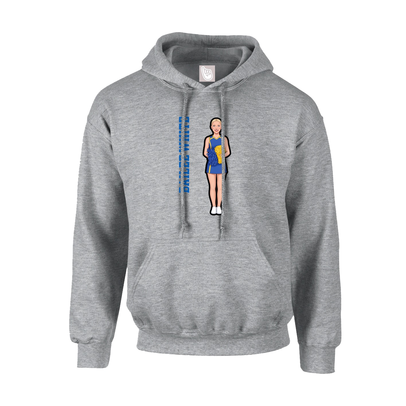Hoodie — Name Vertical in Grey