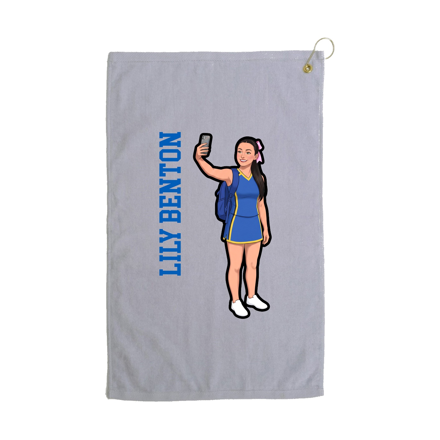 Golf Towel — Name Vertical in Grey
