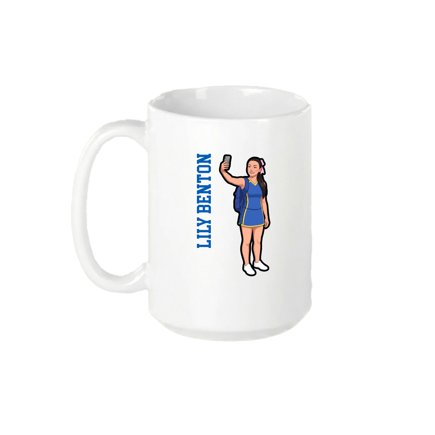 15oz Coffee Mug — Name Vertical in White