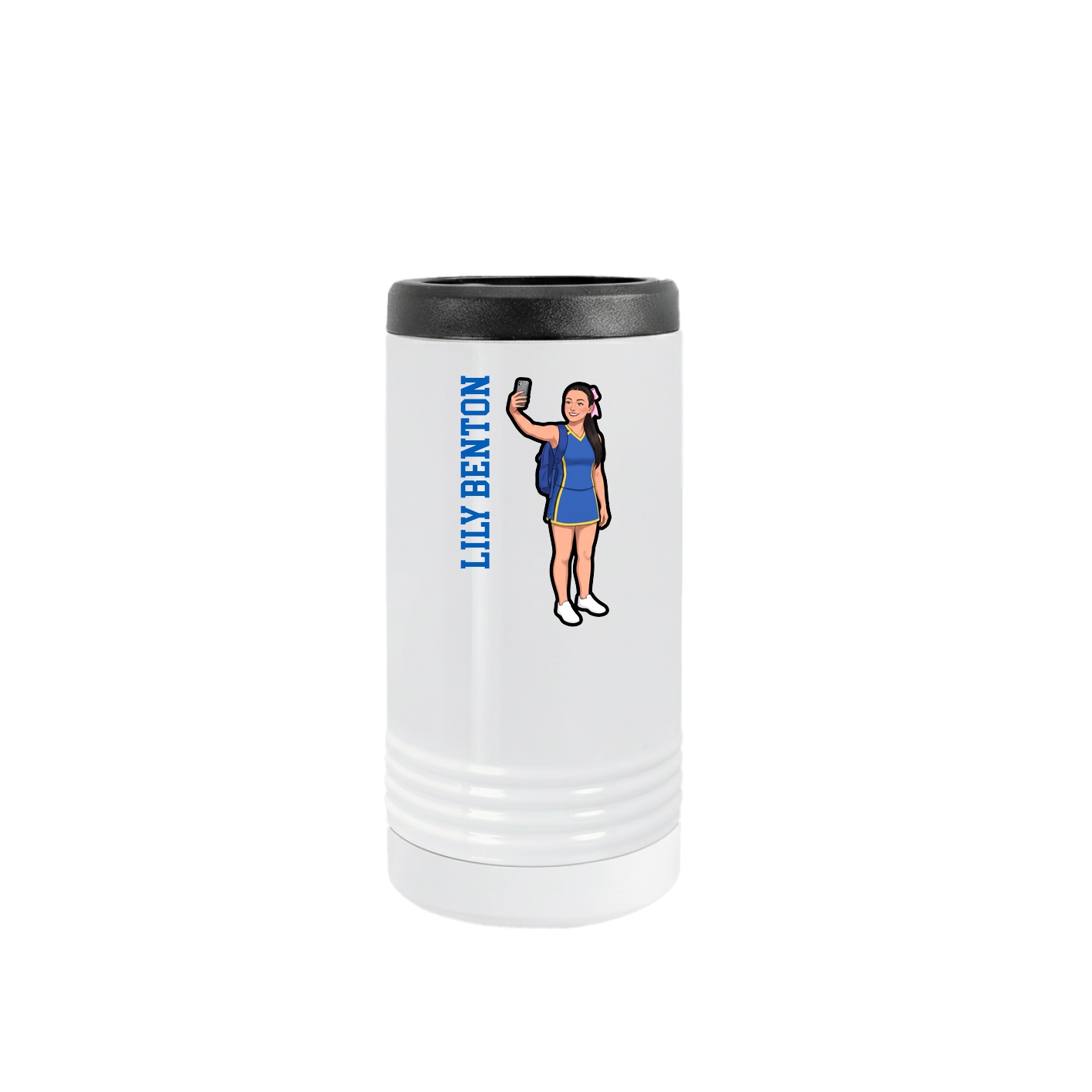Slim Beverage Holder — Name Vertical in White