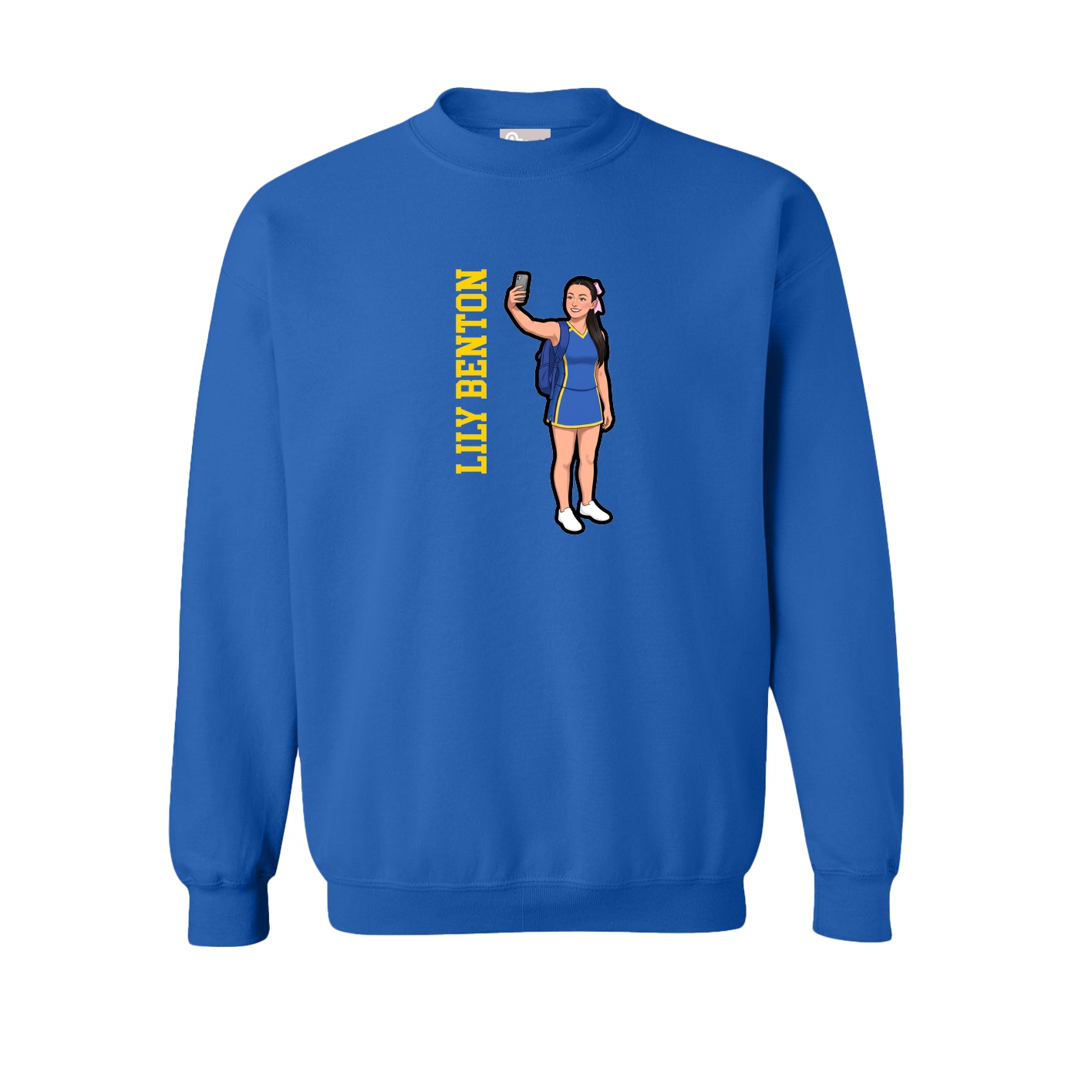 Fleece Crew — Name Vertical in Royal