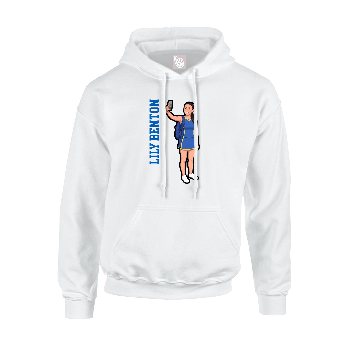 Youth Hoodie — Name Vertical in White