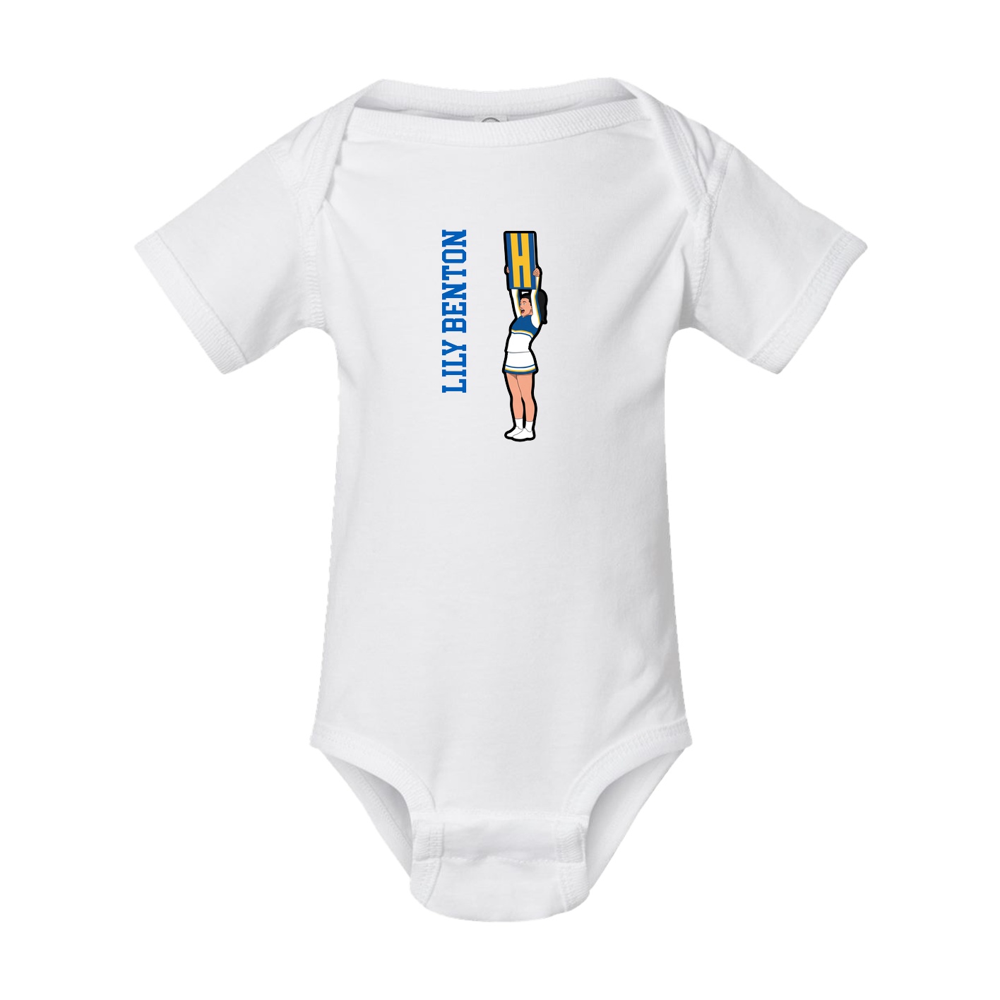 Baby Onesie — Name Vertical in White