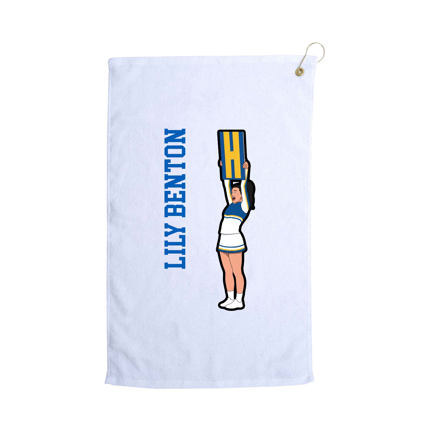 Golf Towel — Name Vertical in White