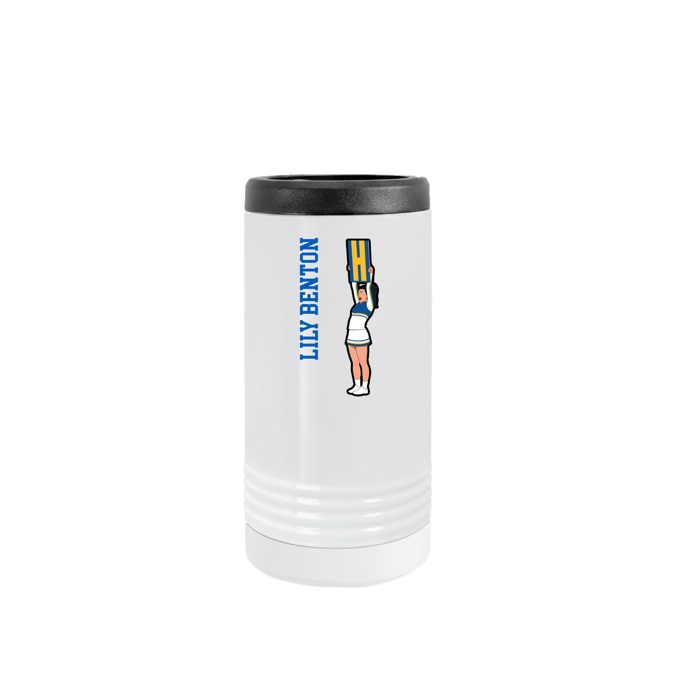 Slim Beverage Holder — Name Vertical in White