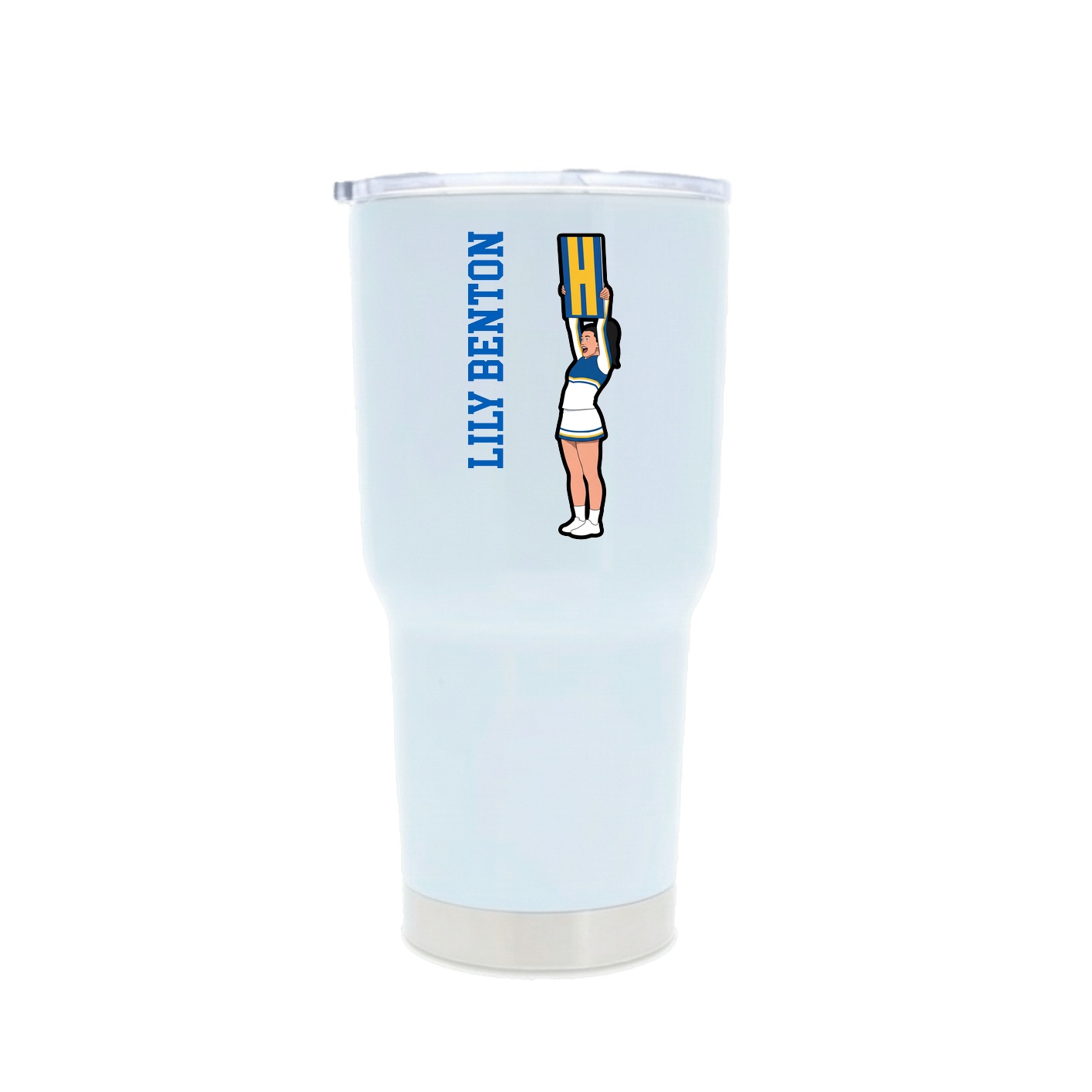 30oz Stainless Steel Tumbler — Name Vertical in White