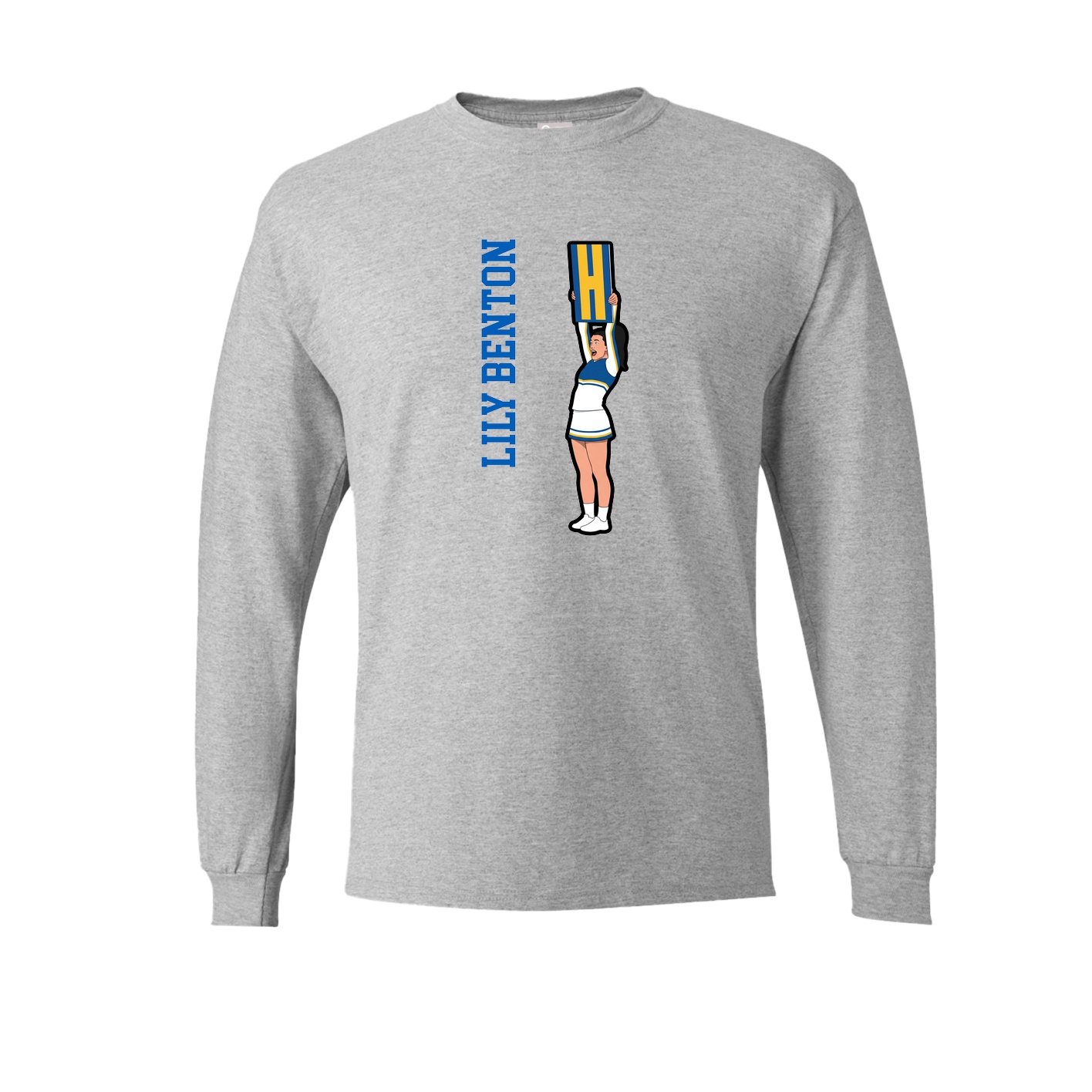 Long Sleeve Tee — Name Vertical in Grey