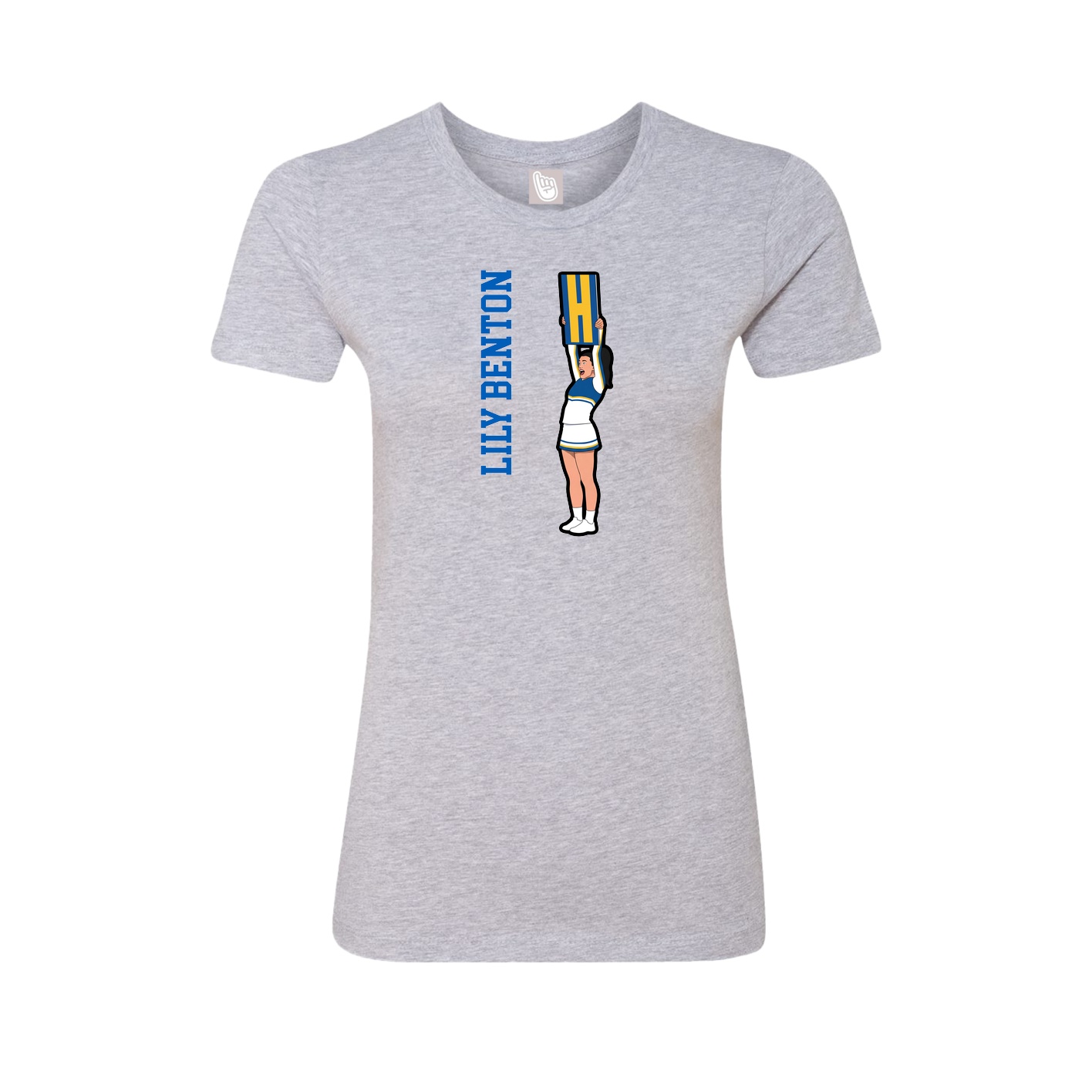Womens Tee — Name Vertical in Grey