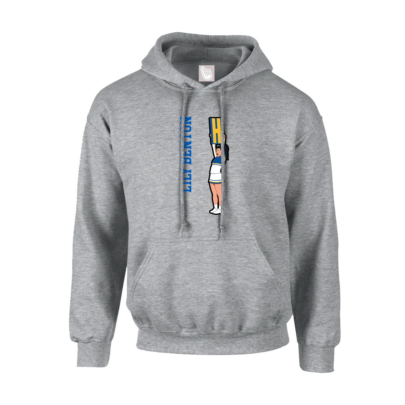 Youth Hoodie — Name Vertical in Grey