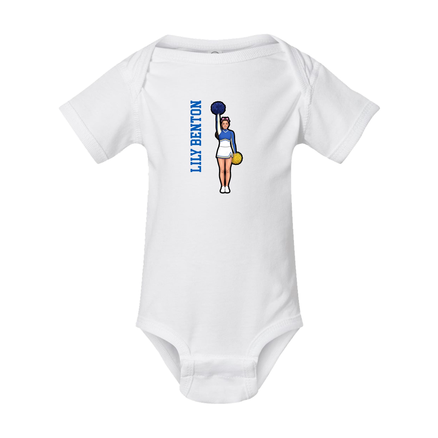 Baby Onesie — Name Vertical in White