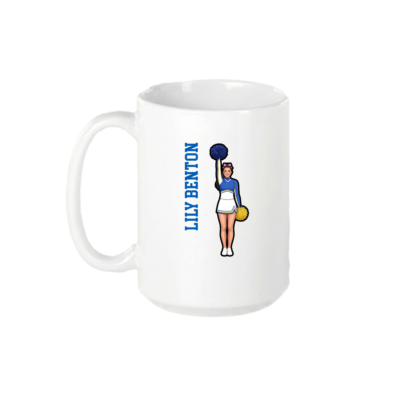 15oz Coffee Mug — Name Vertical in White
