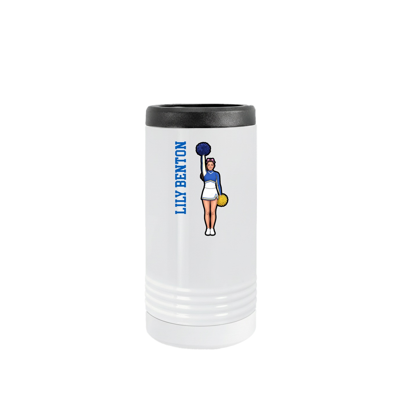 Slim Beverage Holder — Name Vertical in White