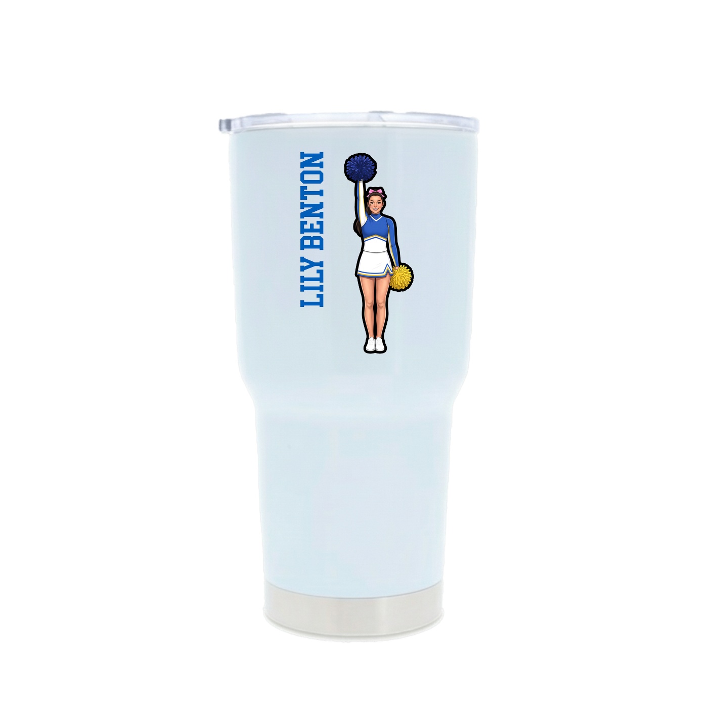 30oz Stainless Steel Tumbler — Name Vertical in White