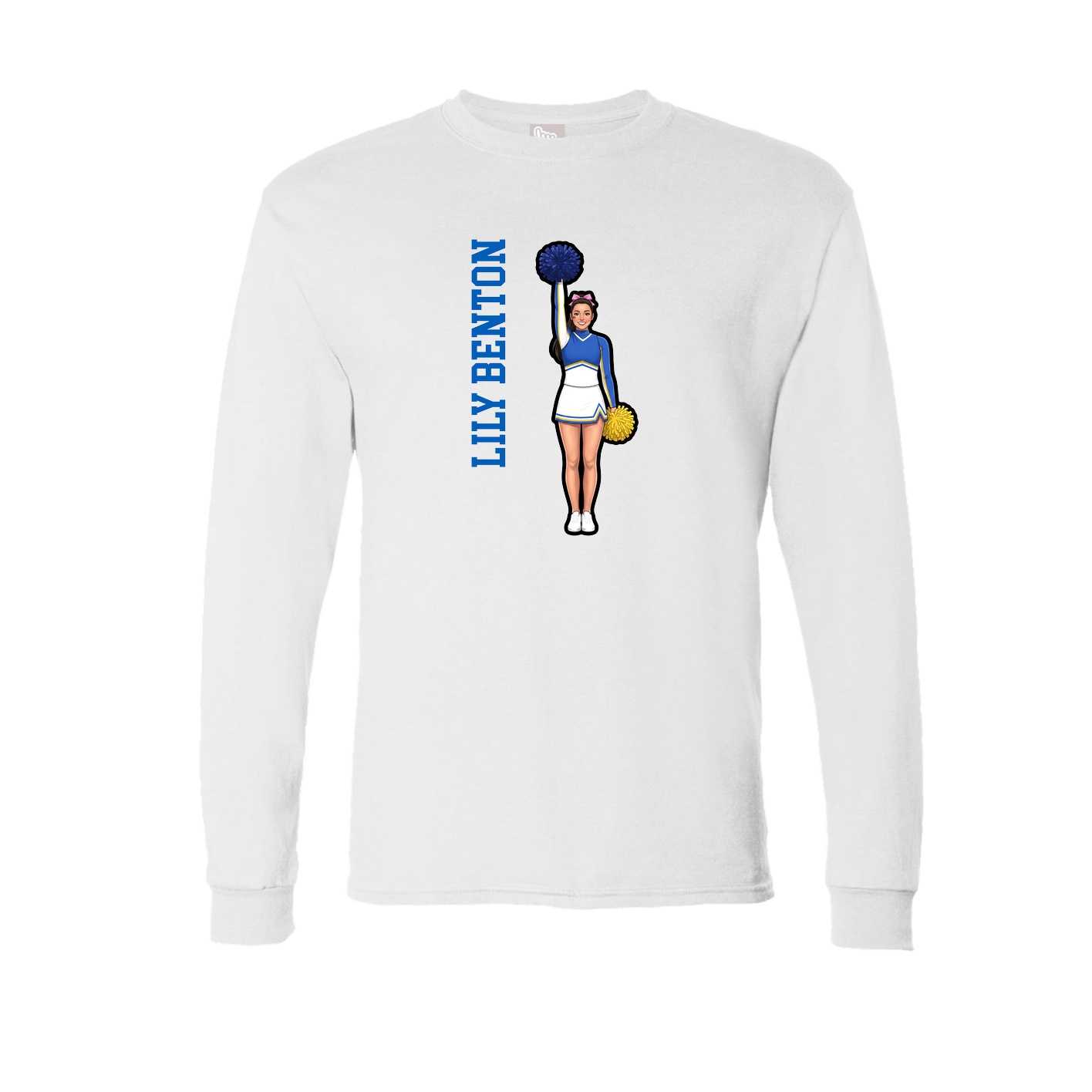 Long Sleeve Tee — Name Vertical in White