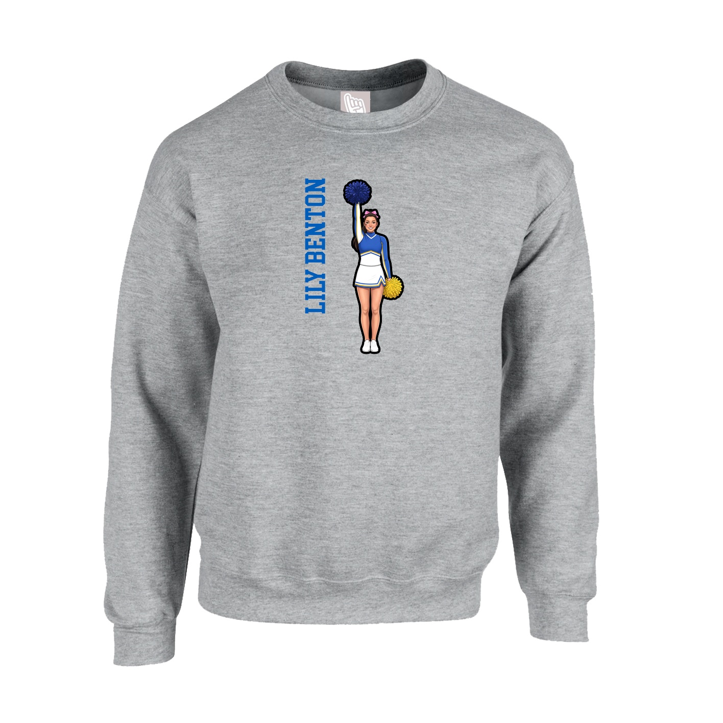 Fleece Crew — Name Vertical in Grey
