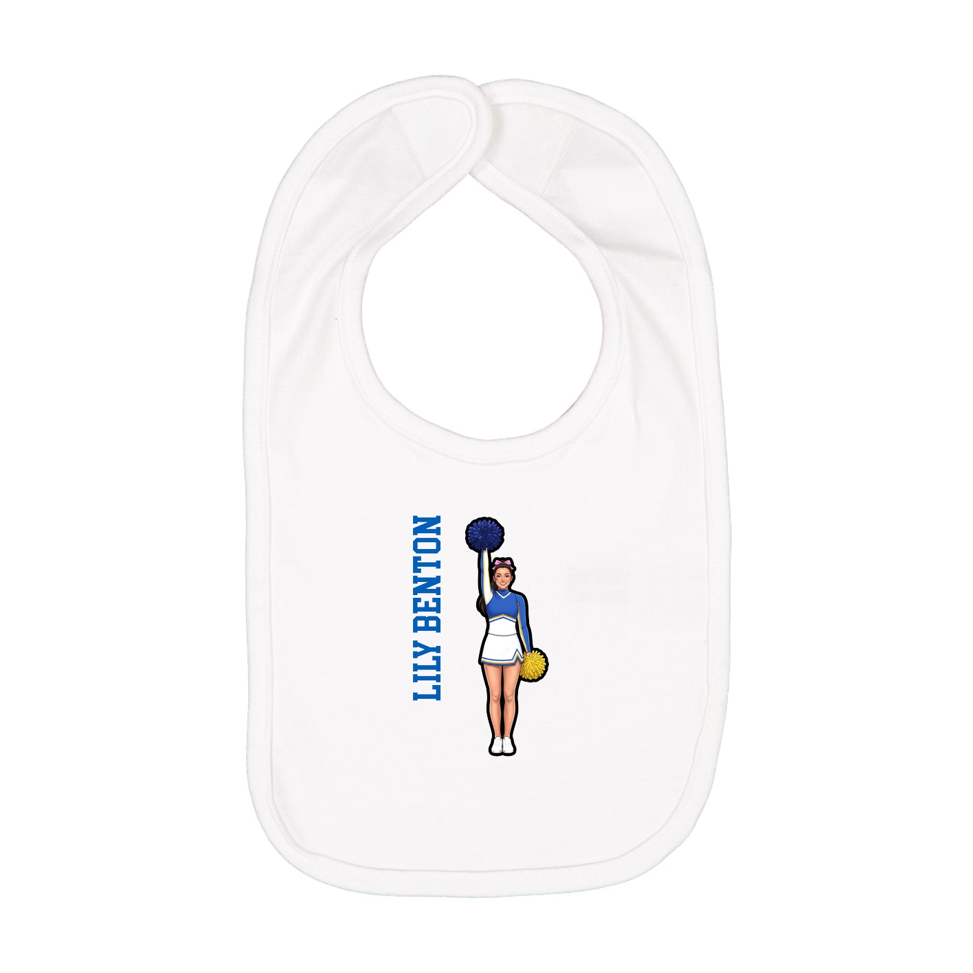 Infant Bib — Name Vertical in White