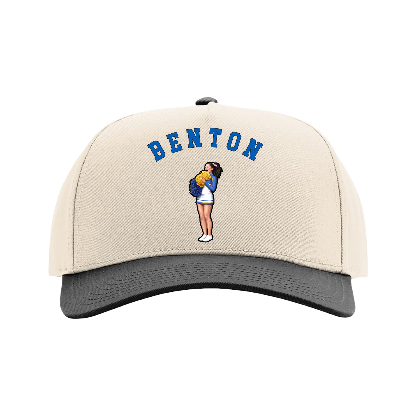 Full Fabric Five-Panel Champ Cap — Shirsey Arch in Cream/Black