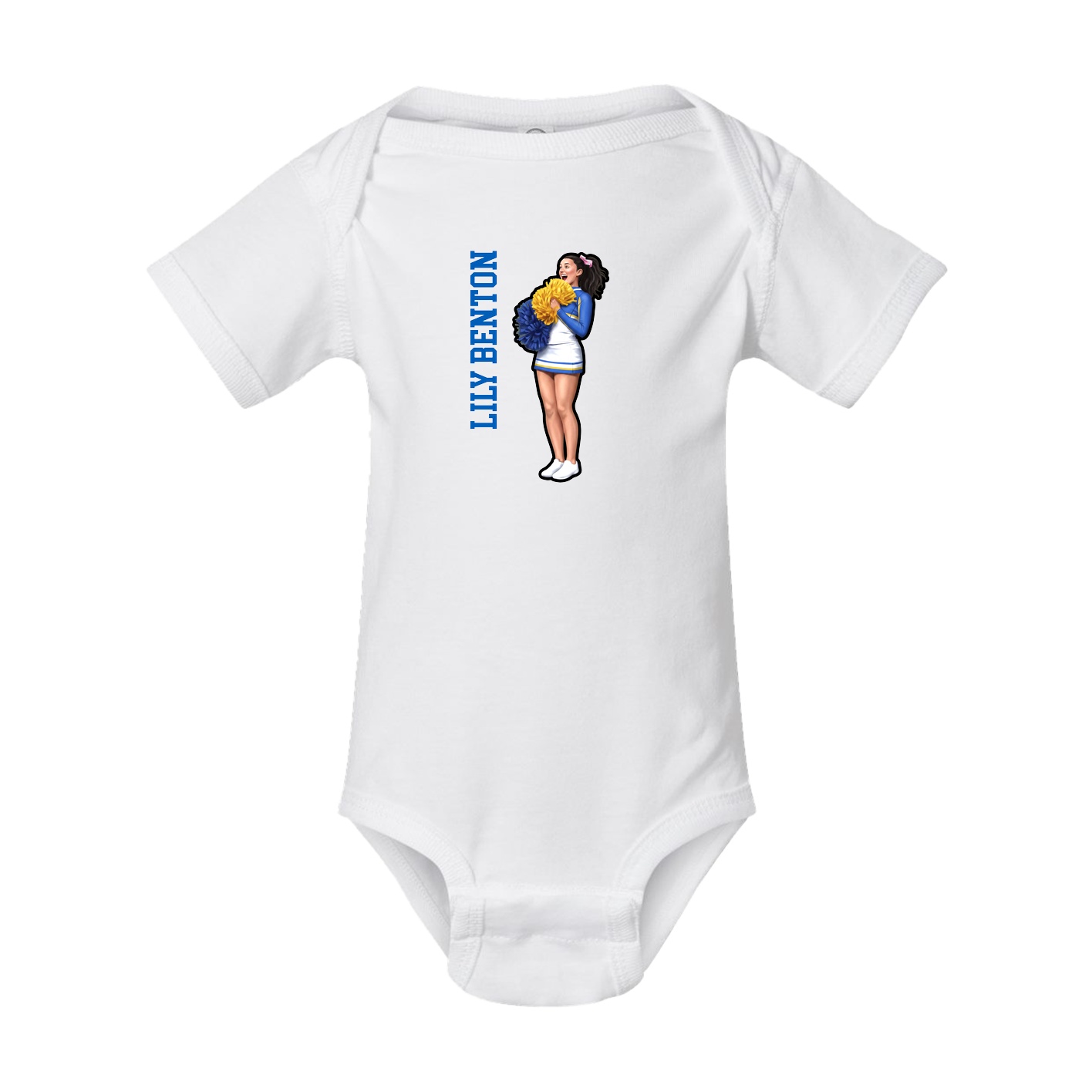 Baby Onesie — Name Vertical in White