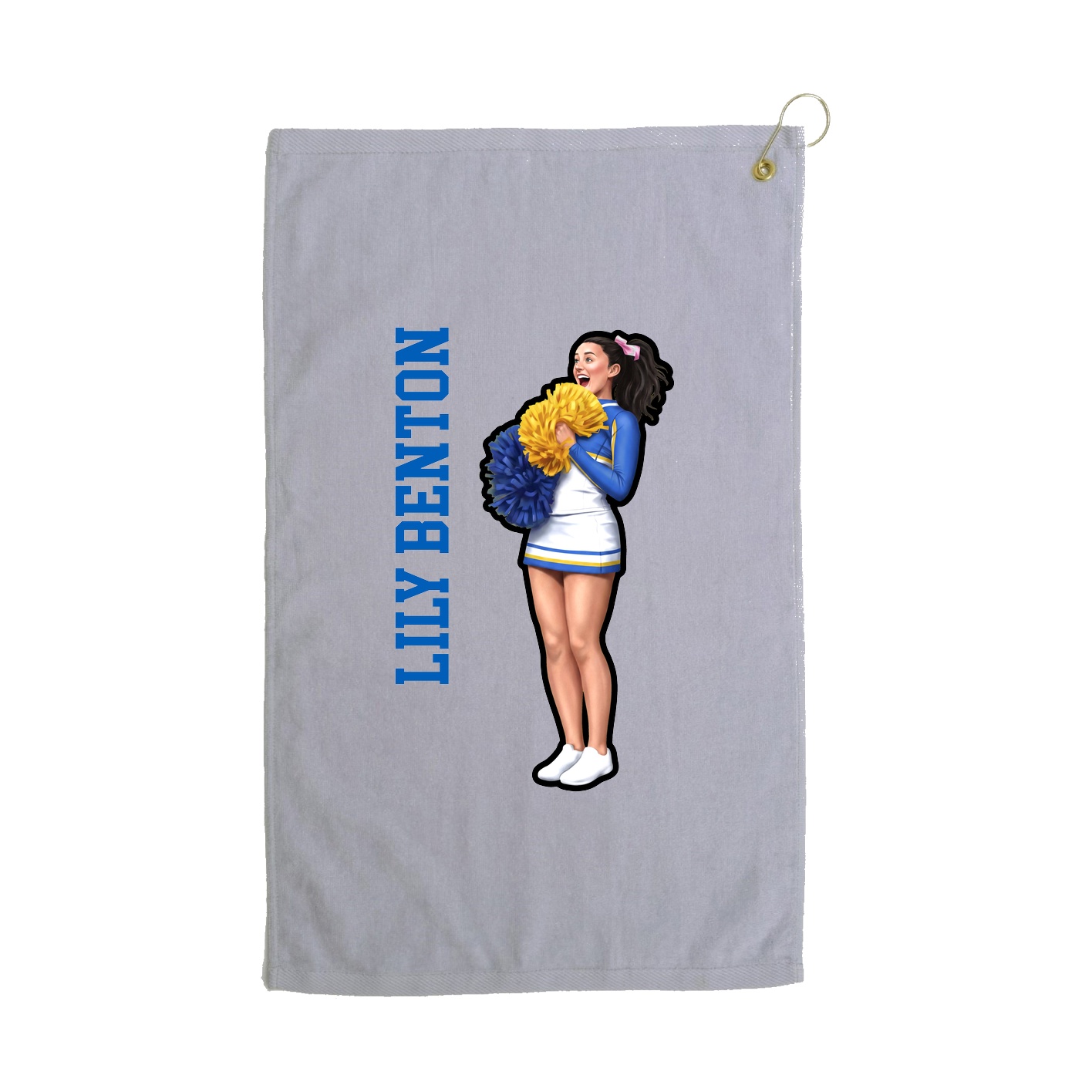 Golf Towel — Name Vertical in Grey