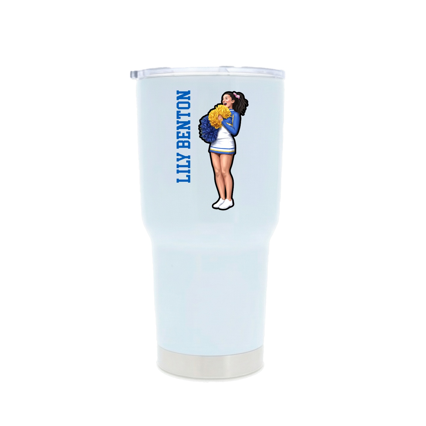 30oz Stainless Steel Tumbler — Name Vertical in White