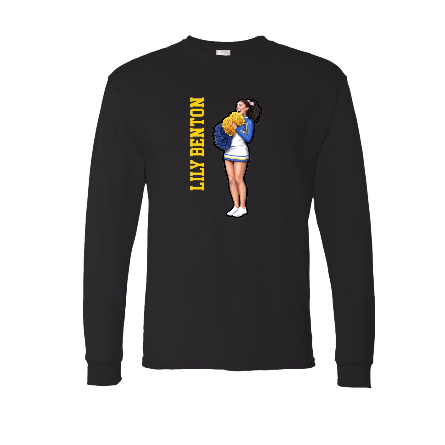 Long Sleeve Tee — Name Vertical in Black