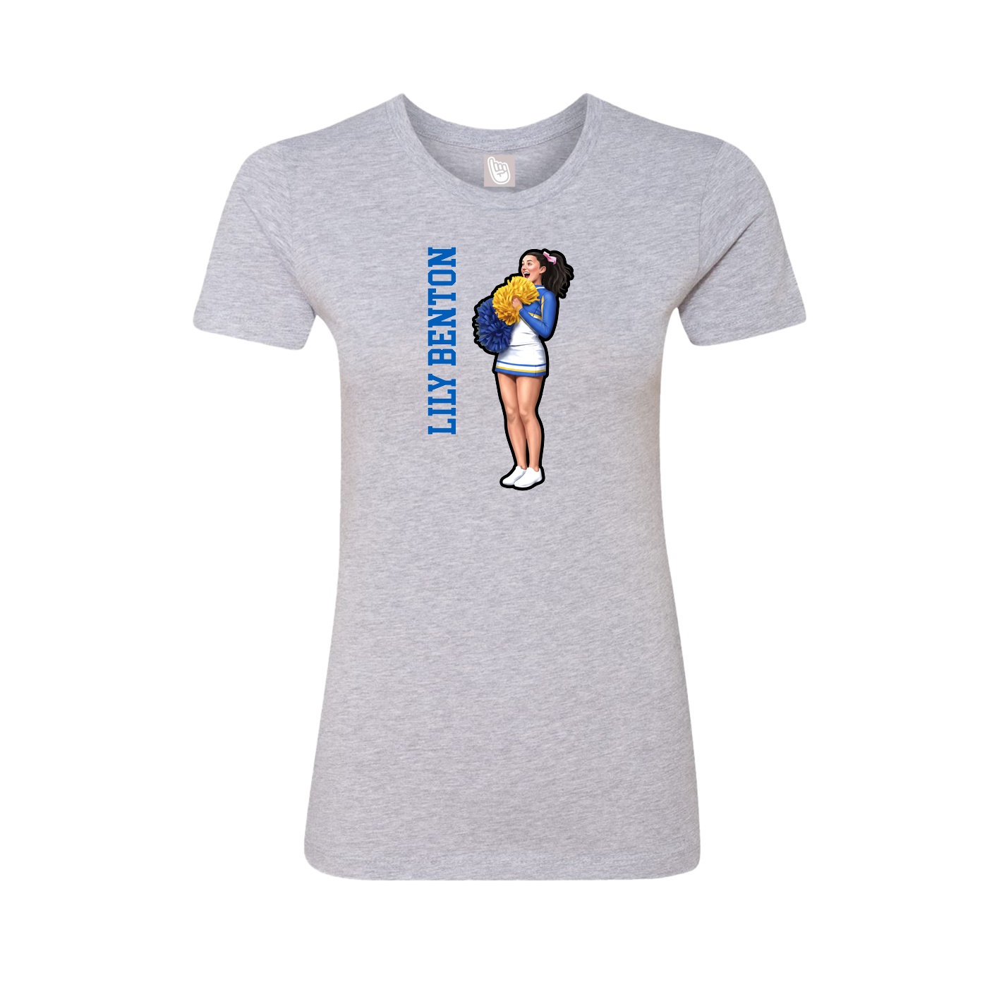 Fitted Women's Tee — Name Vertical in Grey