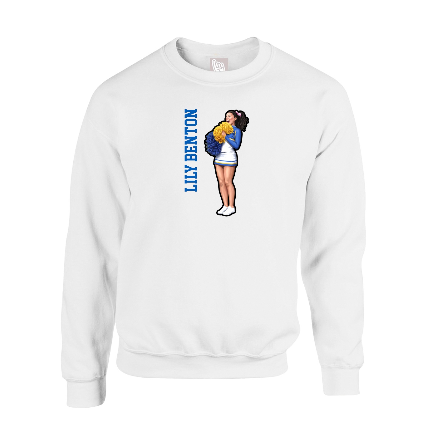 Fleece Crew — Name Vertical in White