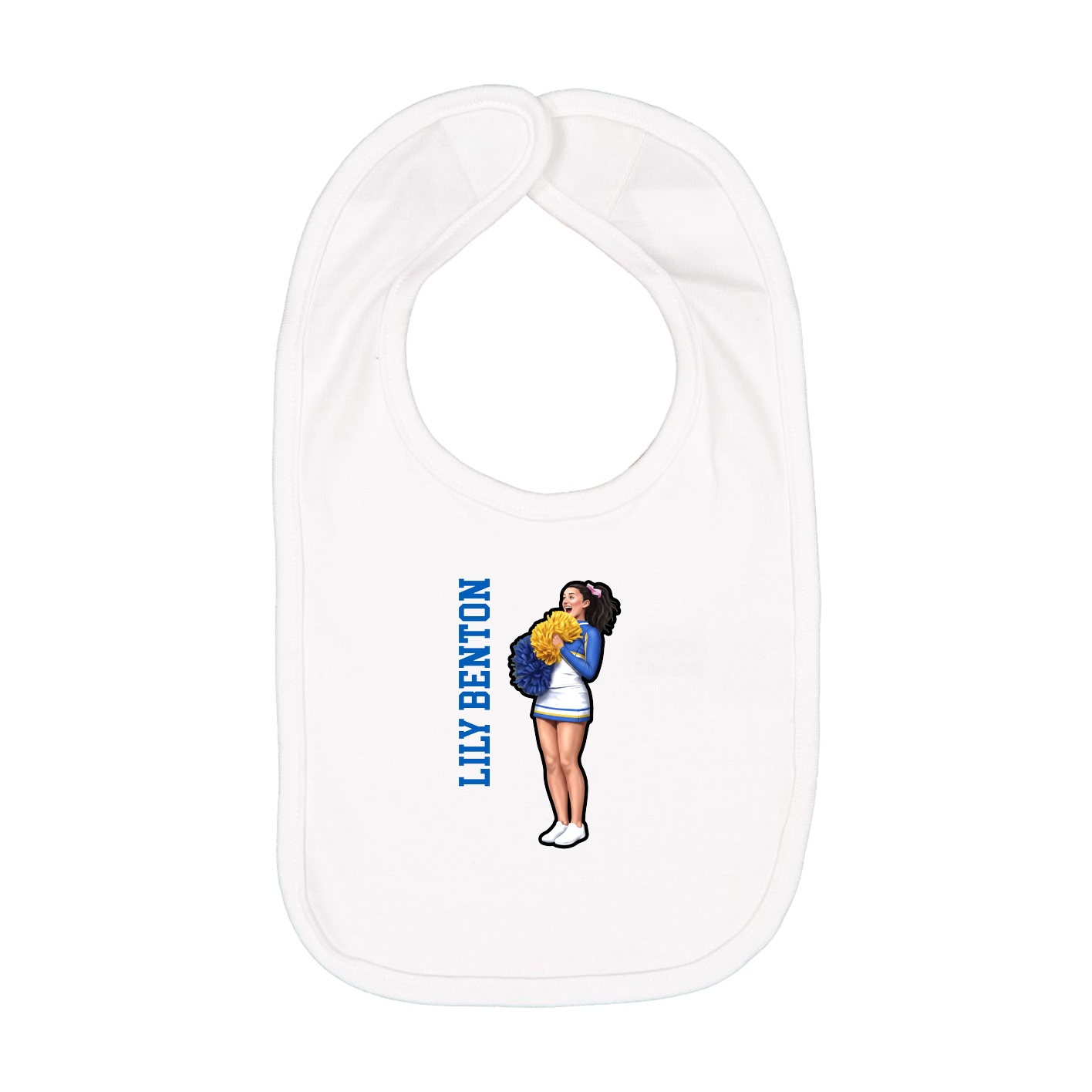 Infant Bib — Name Vertical in White