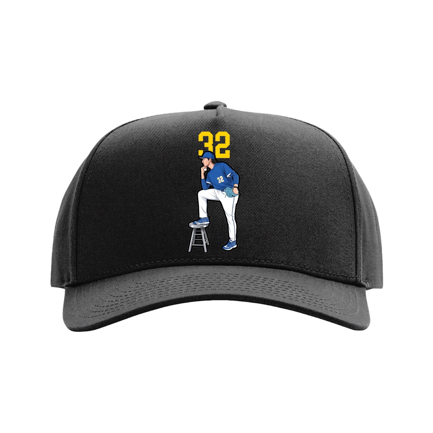 Full Fabric Five-Panel Champ Cap — Number Top in Black