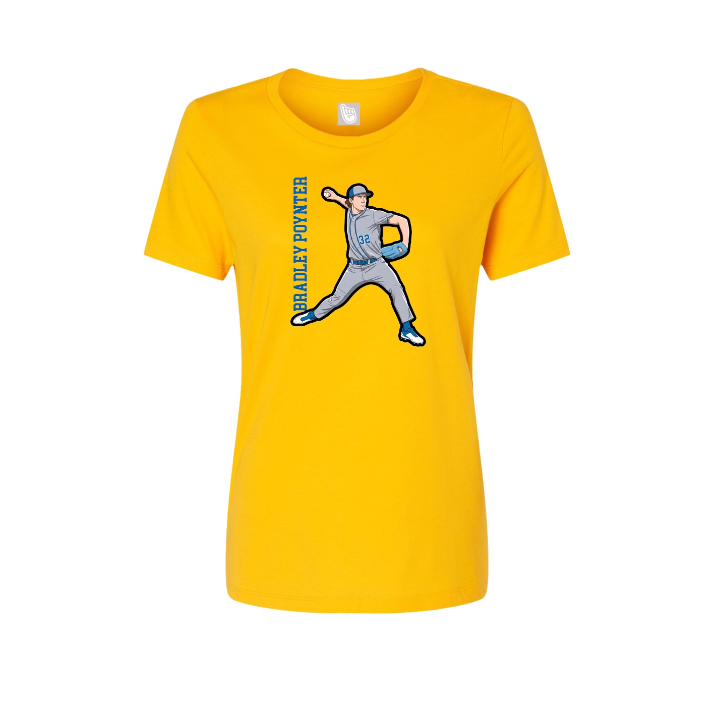 Fitted Women's Tee — Name Vertical in Gold