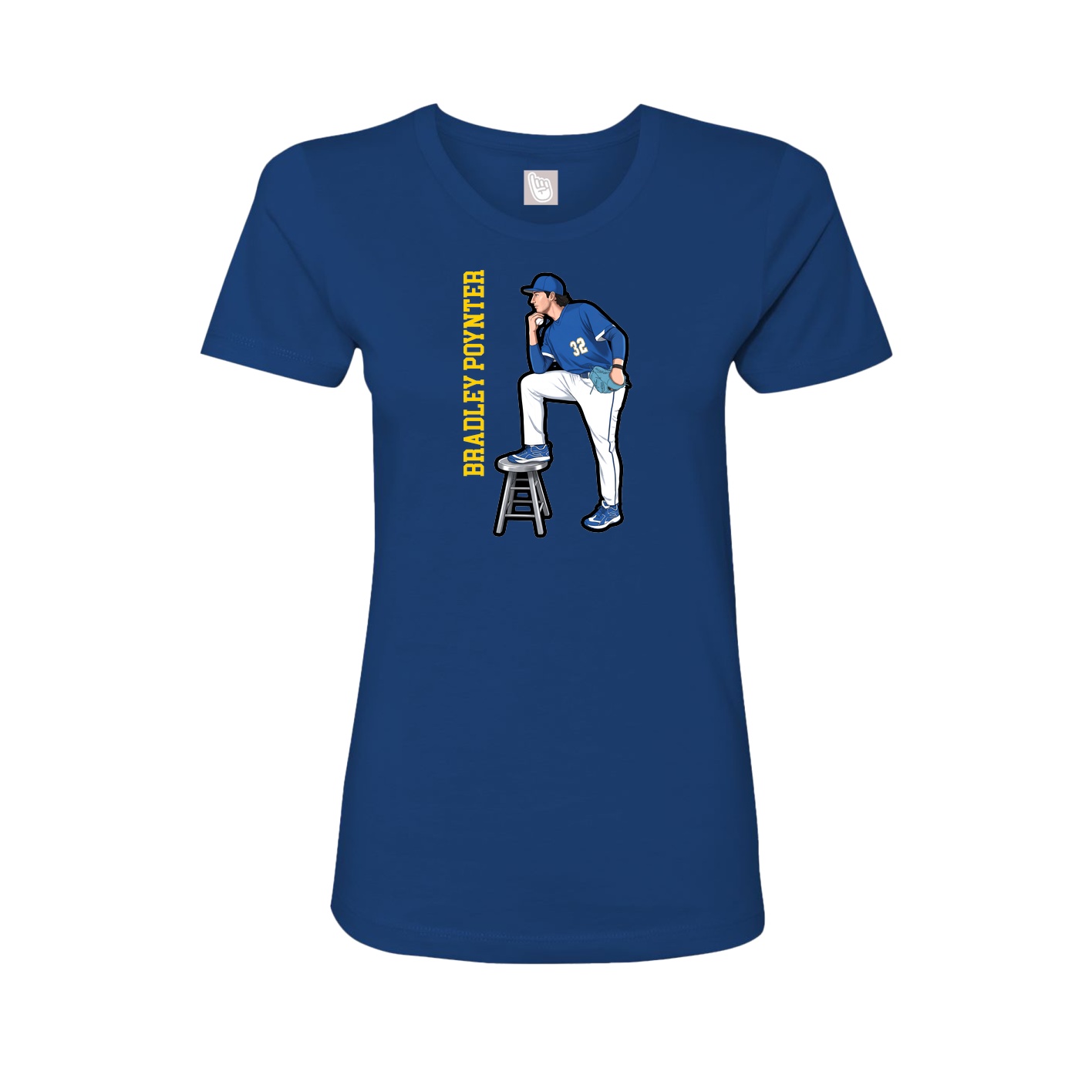 Fitted Women's Tee — Name Vertical in Royal