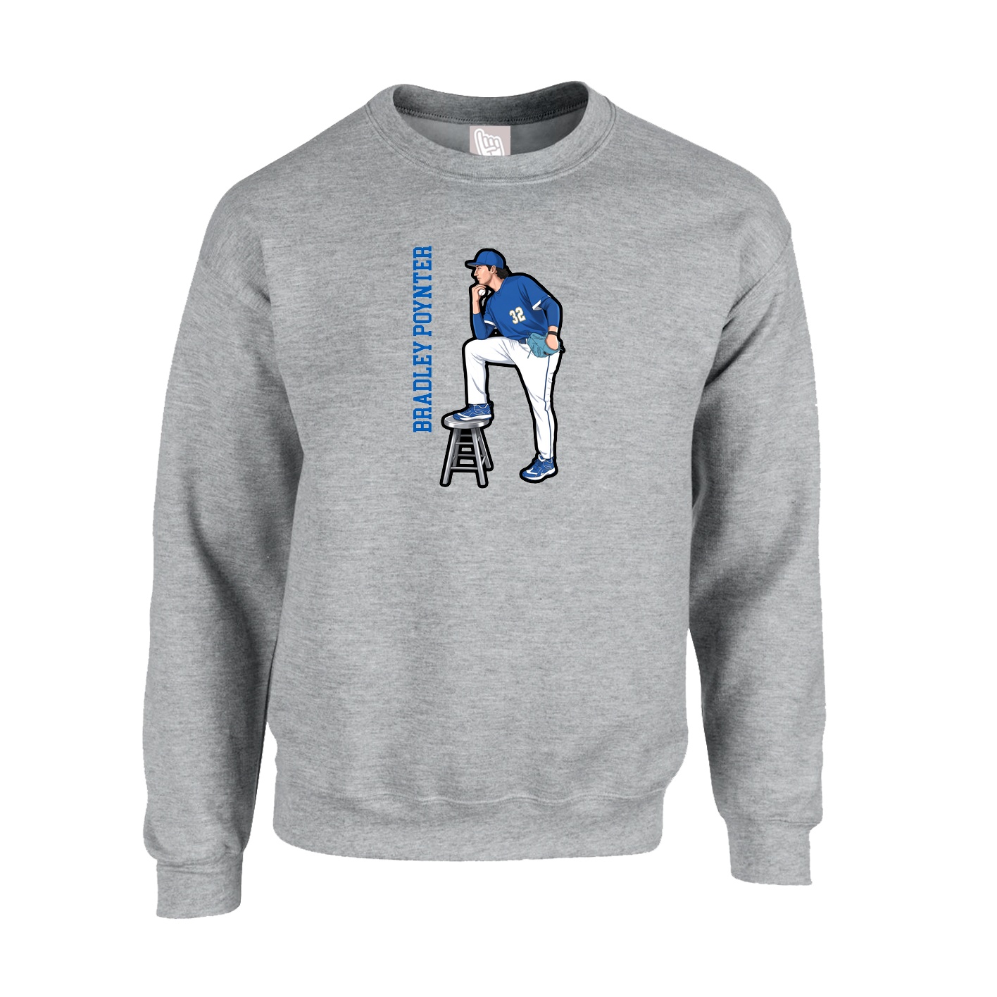 Fleece Crew — Name Vertical in Grey