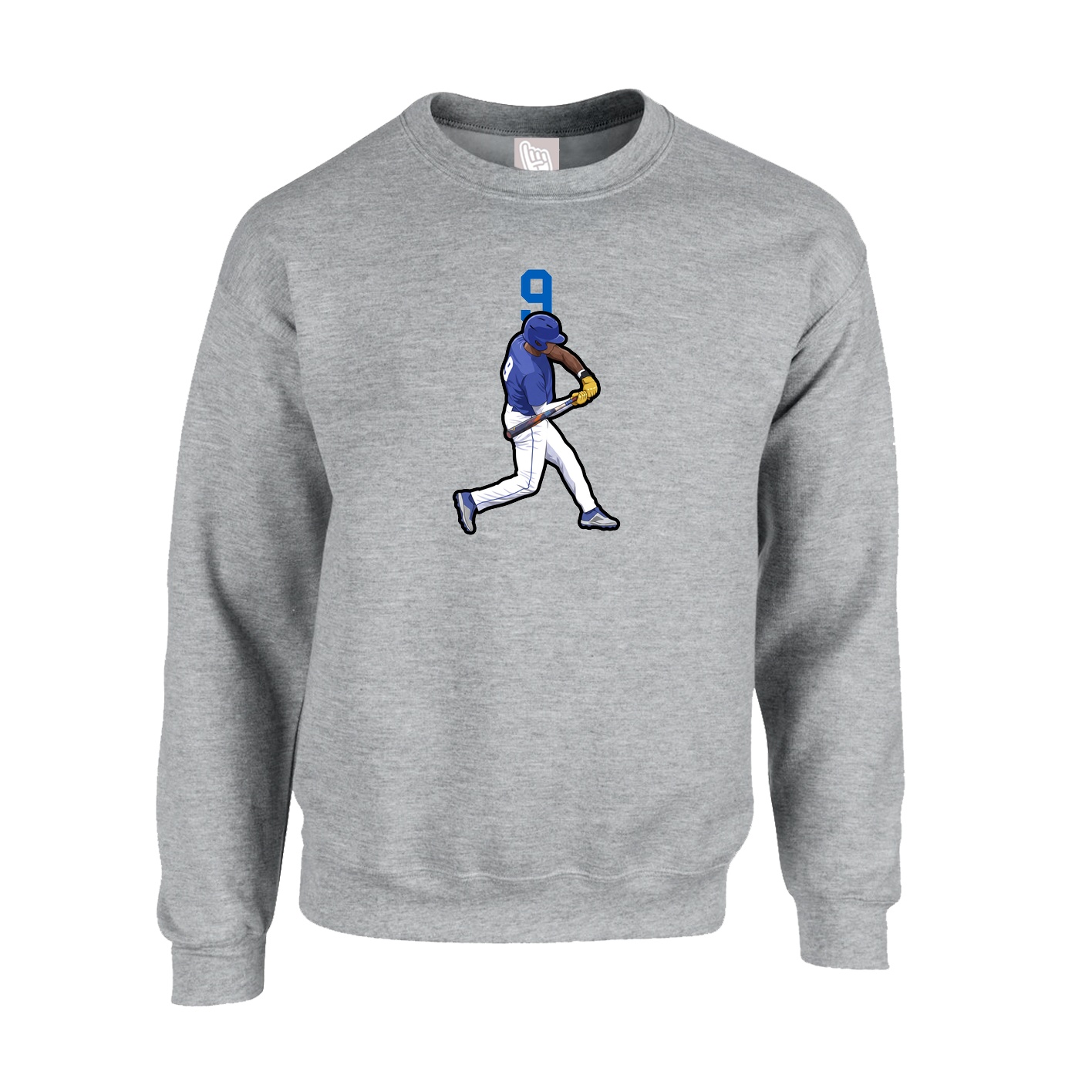 Fleece Crew — Number Top in Grey