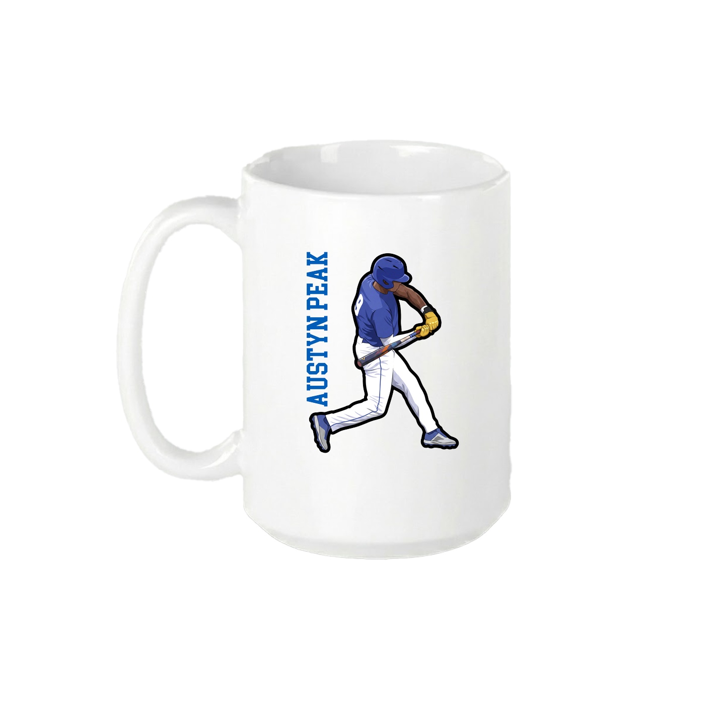 15oz Coffee Mug — Name Vertical in White