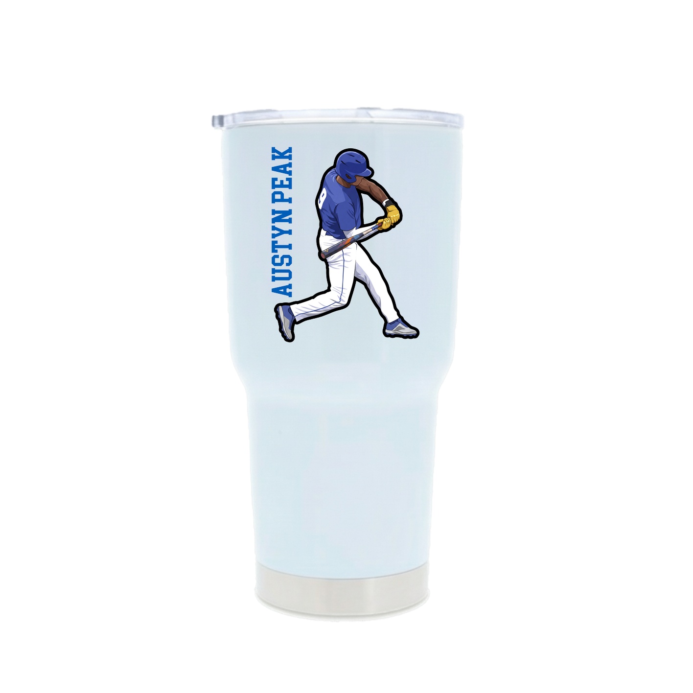 30oz Stainless Steel Tumbler — Name Vertical in White