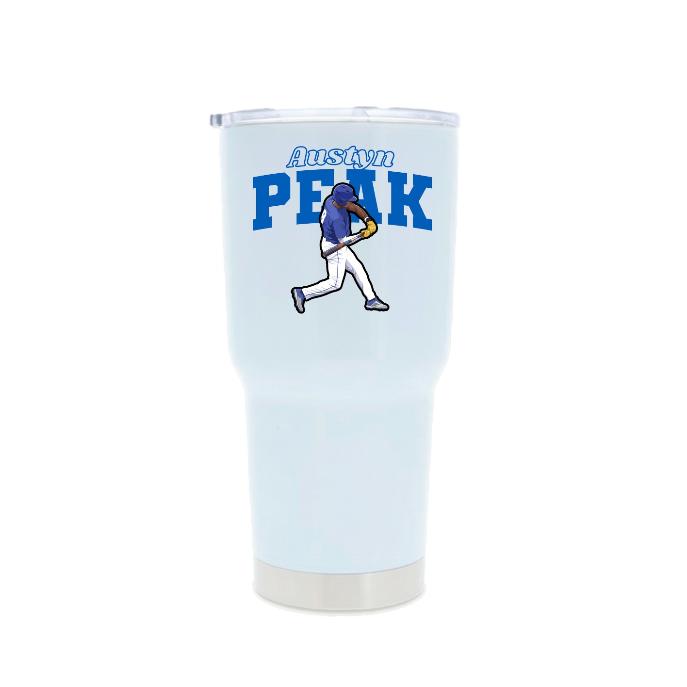 30oz Stainless Steel Tumbler — Name Arch in White