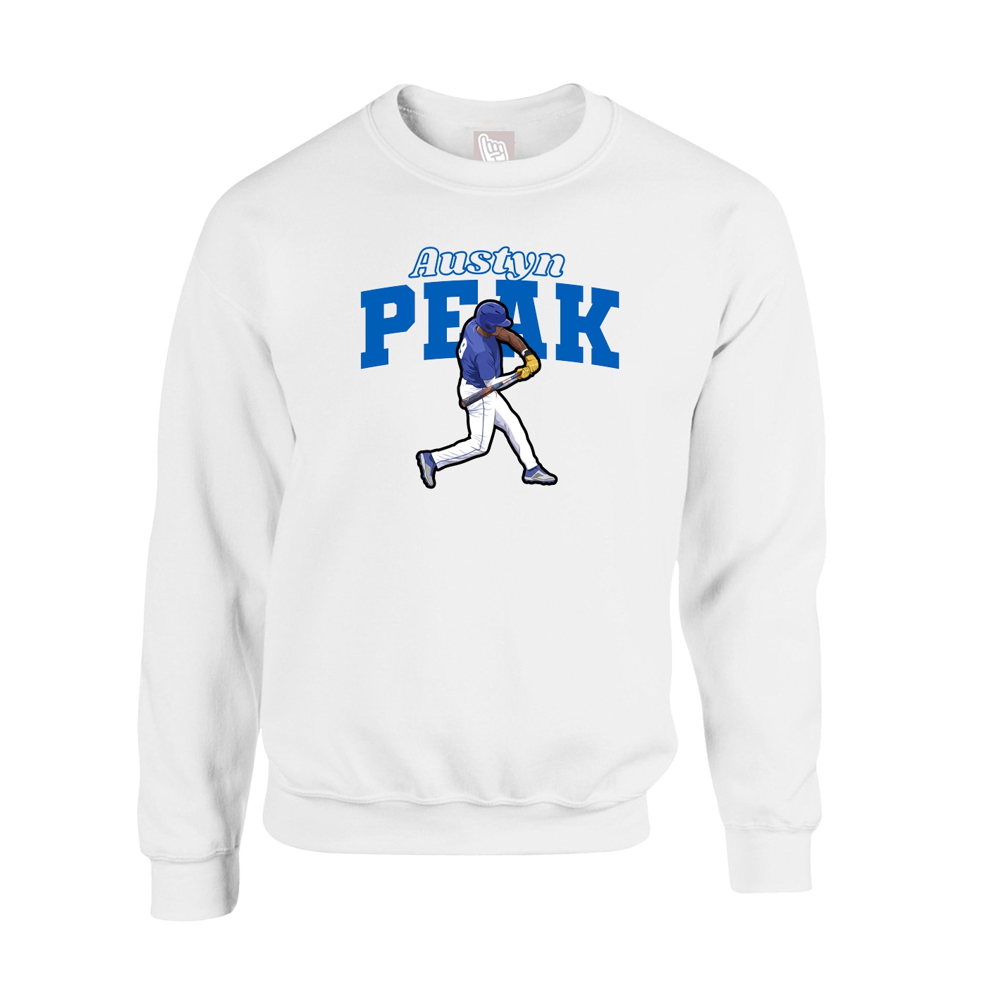 Fleece Crew — Name Arch in White