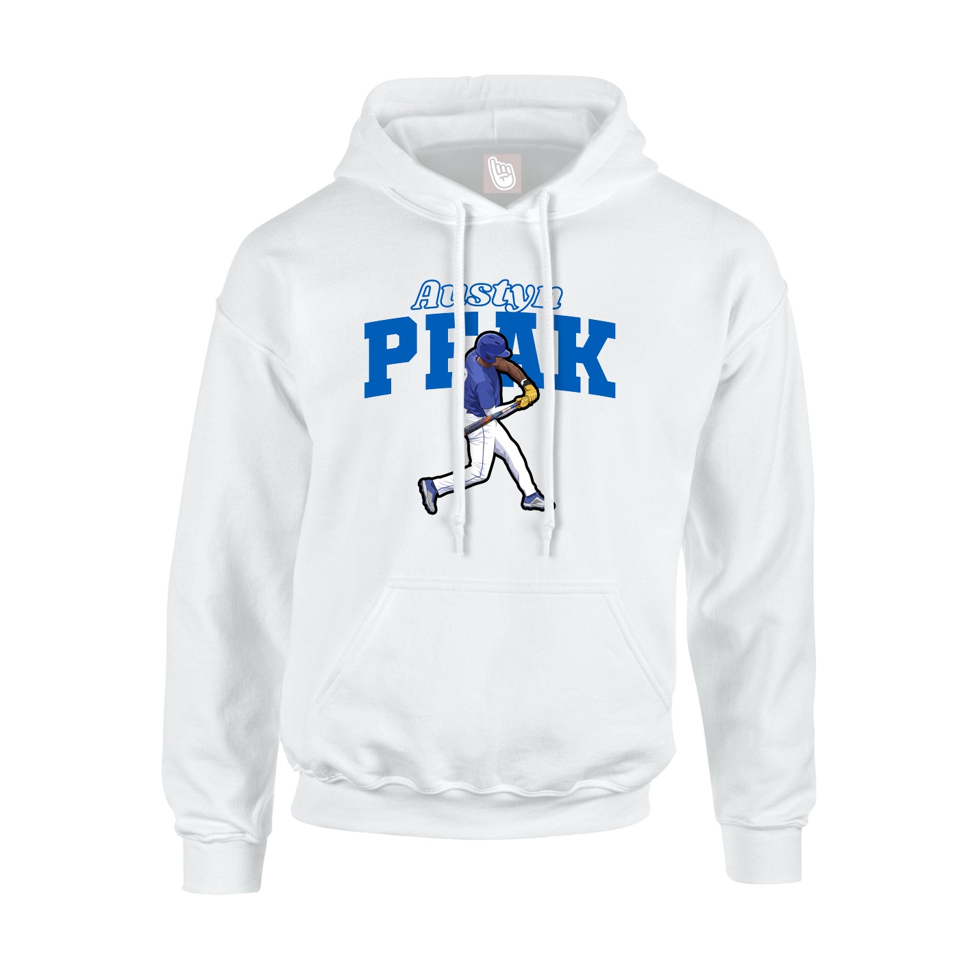 Youth Hoodie — Name Arch in White