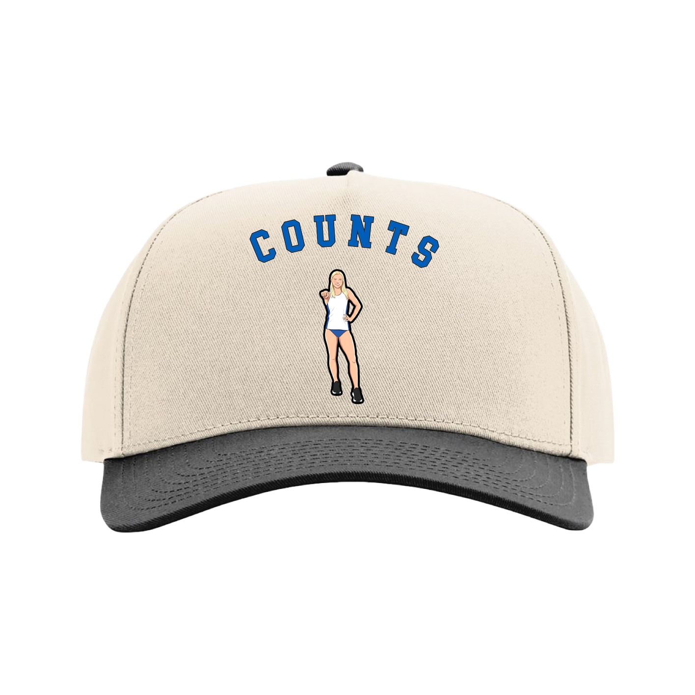 Full Fabric Five-Panel Champ Cap — Shirsey Arch in Cream/Black