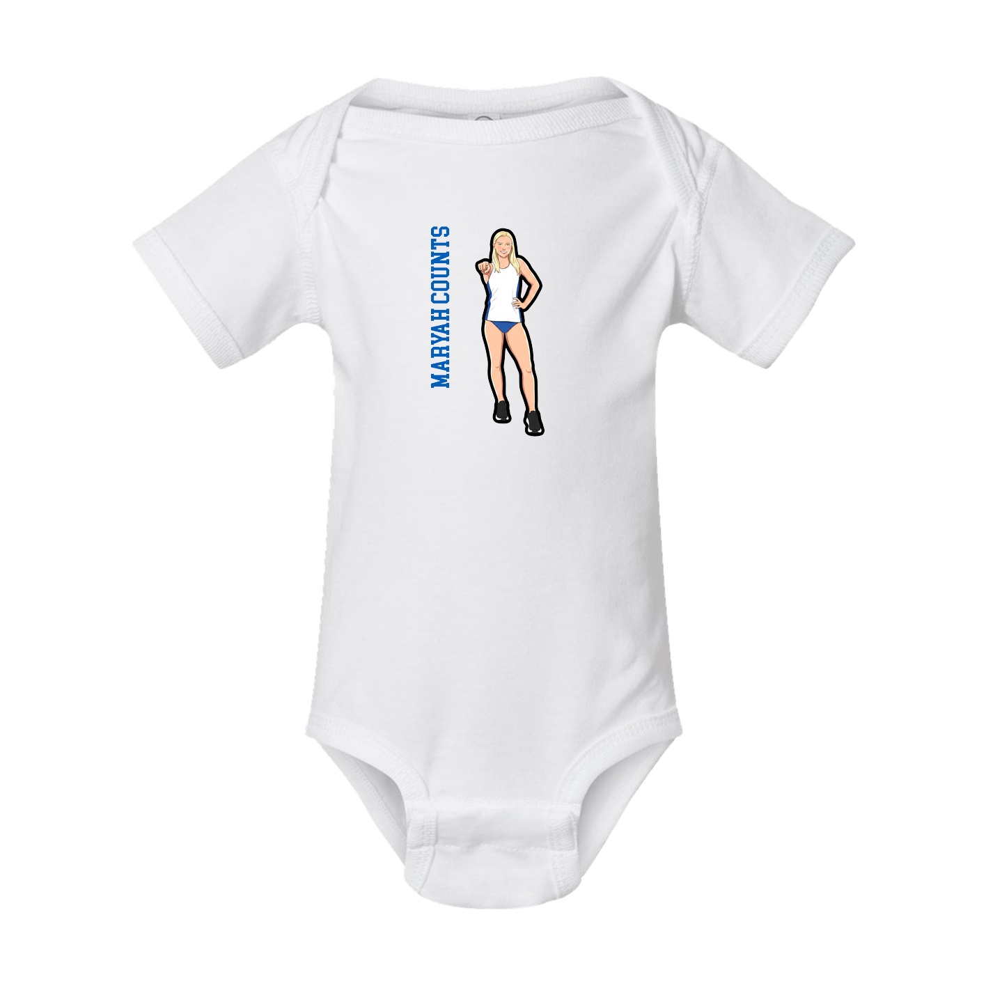 Baby Onesie — Name Vertical in White